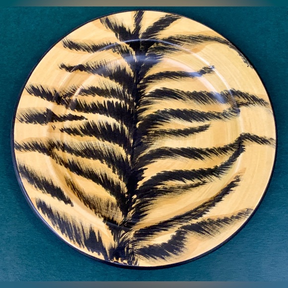 1996 Vintage Laurie Gates Safari Animal Print Tiger Salad Plate - Picture 2 of 10